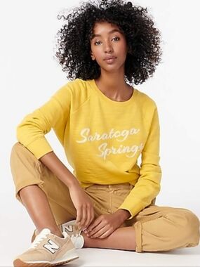 J. Crew Yellow "Saratoga Springs" Crewneck Sweatshirt